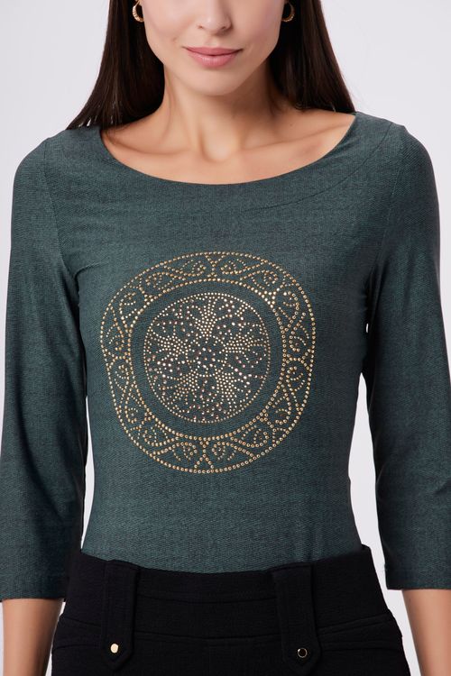 Blusa Texture Dark Green com Mandala