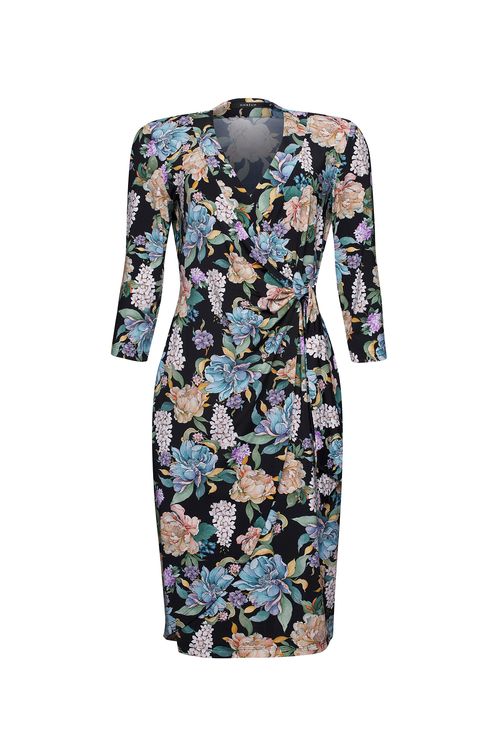 Vestido Wrap Black Flowers Color