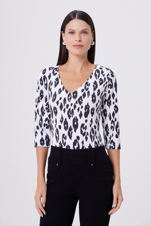 Blusa Basic White Tiger Black