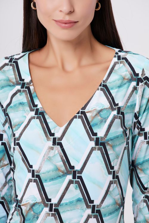 Blusa Basic Geometric Acqua