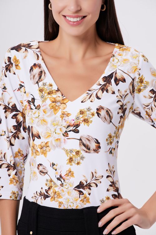 Blusa White Flowers Mel