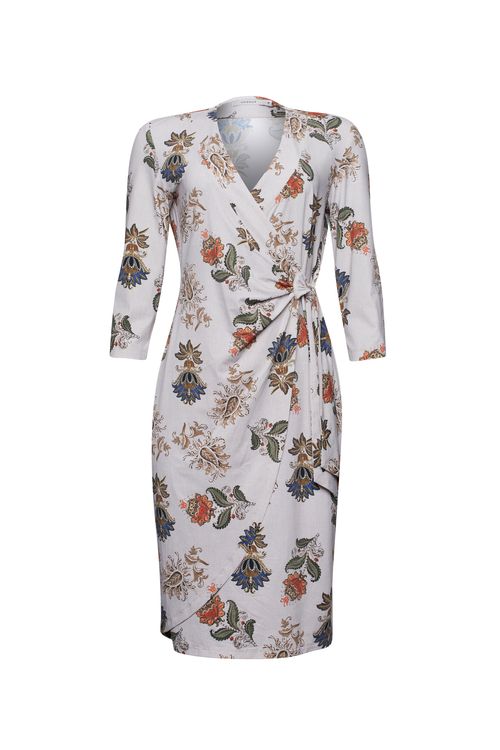 Vestido Wrap Linho com Flowers