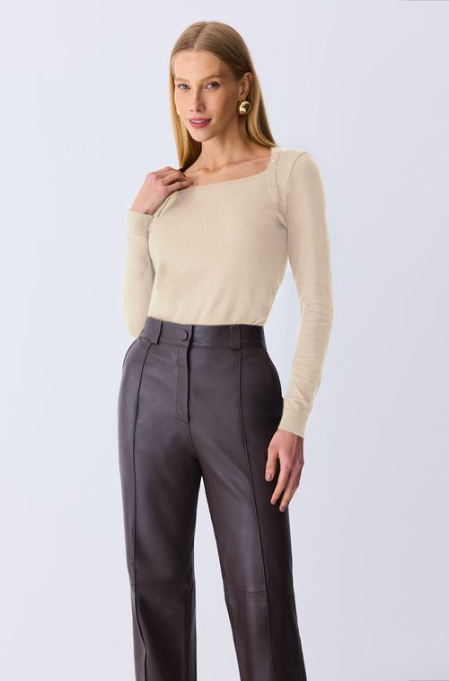 Blusa Tricot Almond com Cristal