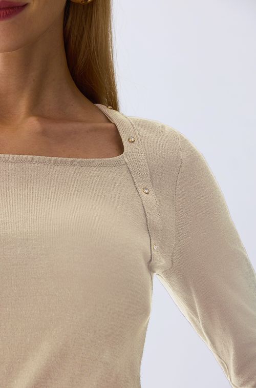 Blusa Tricot Almond com Cristal