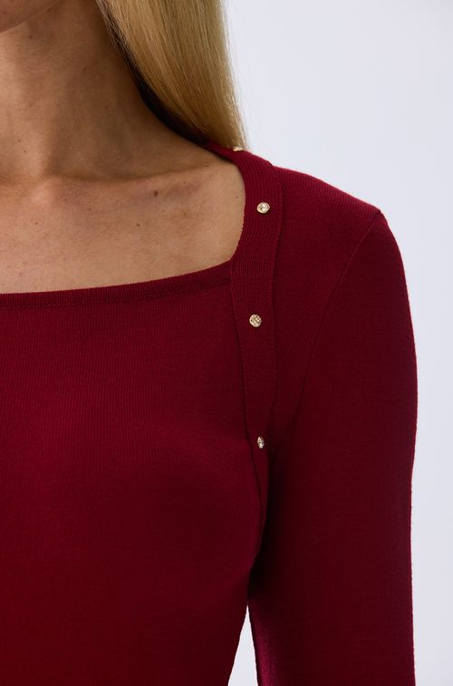 Blusa Tricot Bordeaux com Cristal