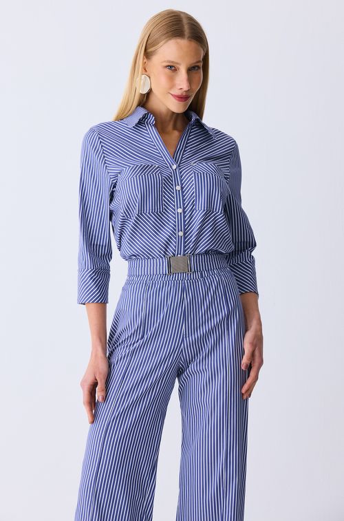 Camisa Chemise Viena Blue e White