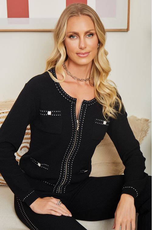 Casaco Tricot Black Pesponto Grafite