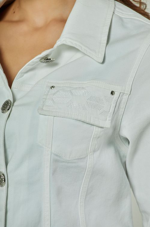 Jaqueta White com Botões Silver Cristal