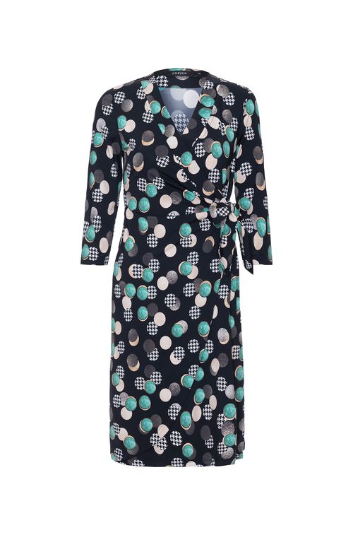 Vestido Wrap Black Pois Green