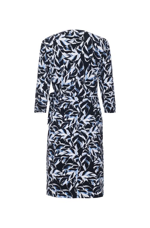 Vestido Wrap Black Foliage Blue