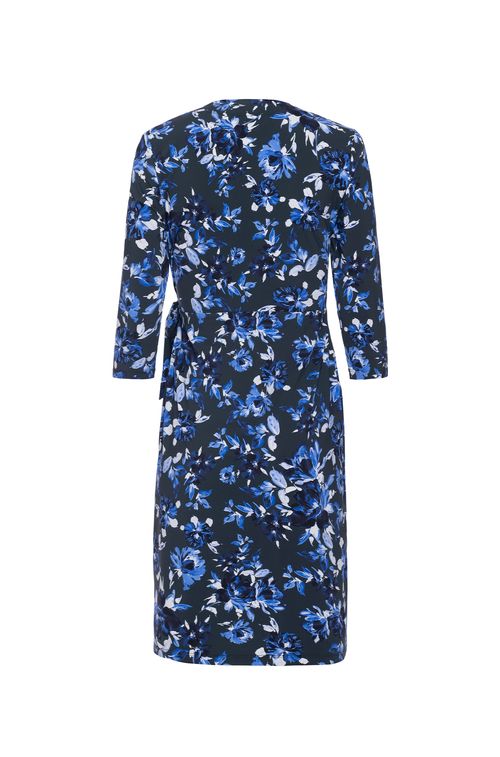 Vestido Wrap Black Flowers Blue
