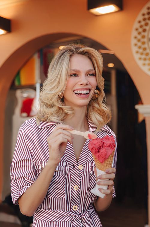 Vestido Viena Listras Brown e White