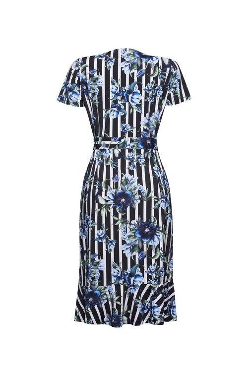 Vestido Listras e Flowers Carbone