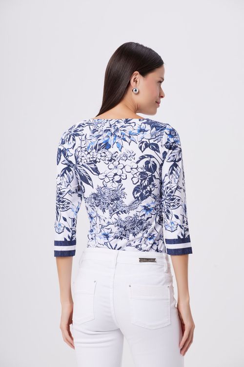 Blusa Basic Jardim Blue