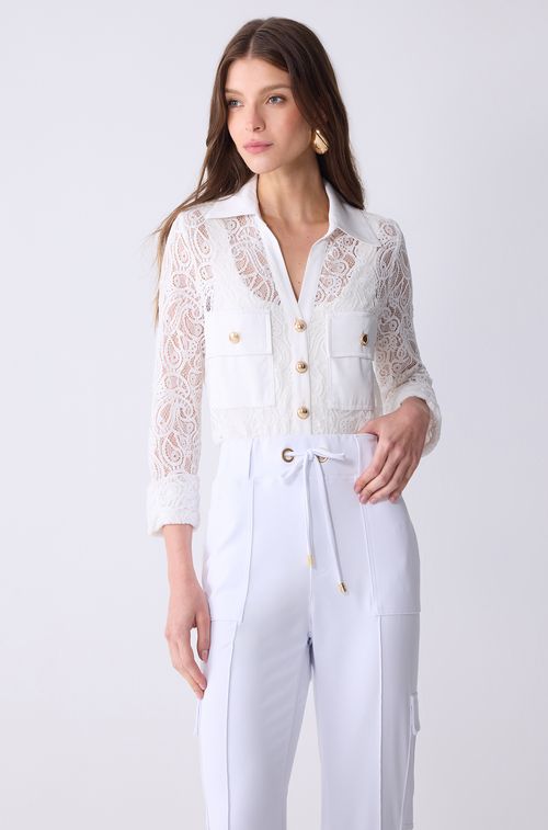 Camisa Renda Off Gold