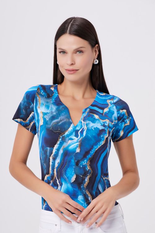 Blusa Marble Blue Gold