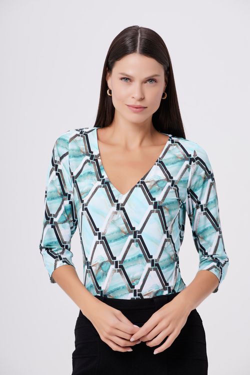 Blusa Basic Geometric Acqua