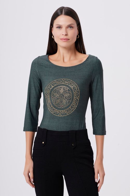 Blusa Texture Dark Green com Mandala
