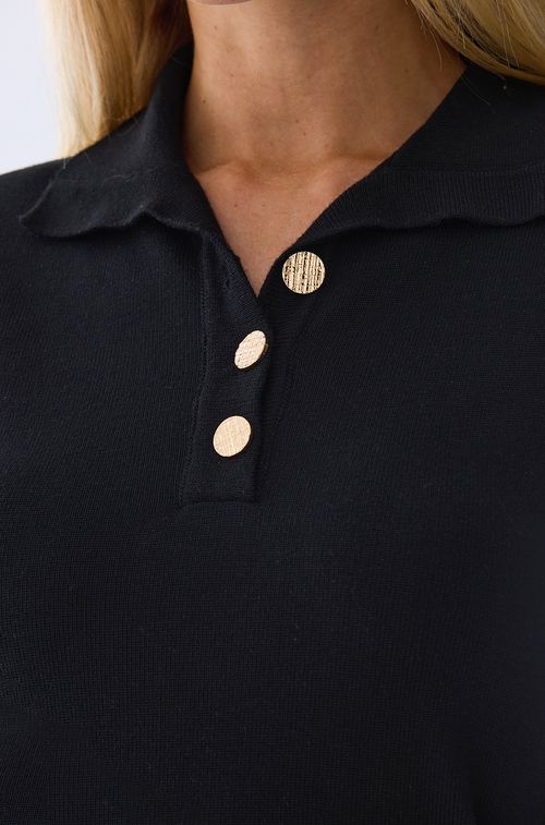 Polo Tricot Black com Gold