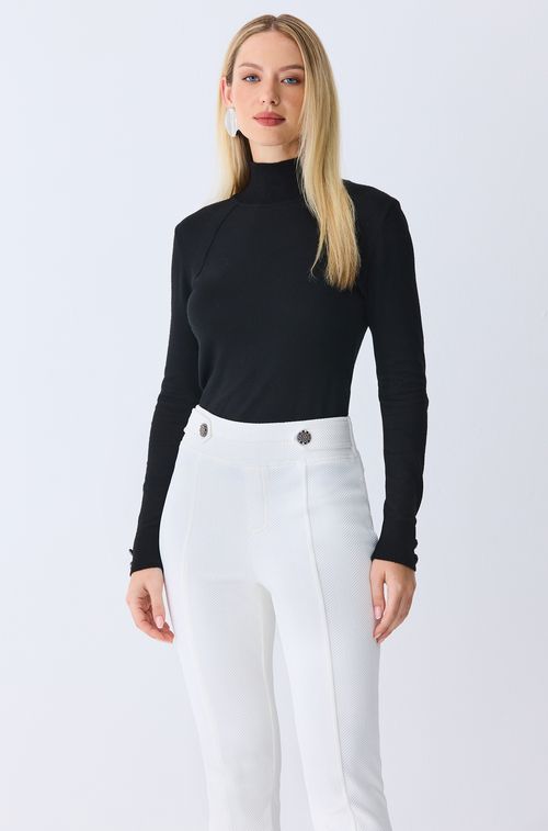 Blusa Tricot Black Botões Fume