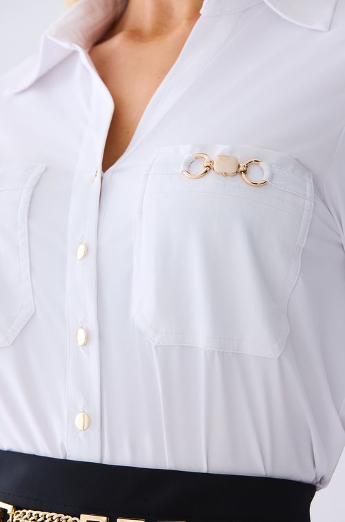 Camisa White Aplique Gold Almond