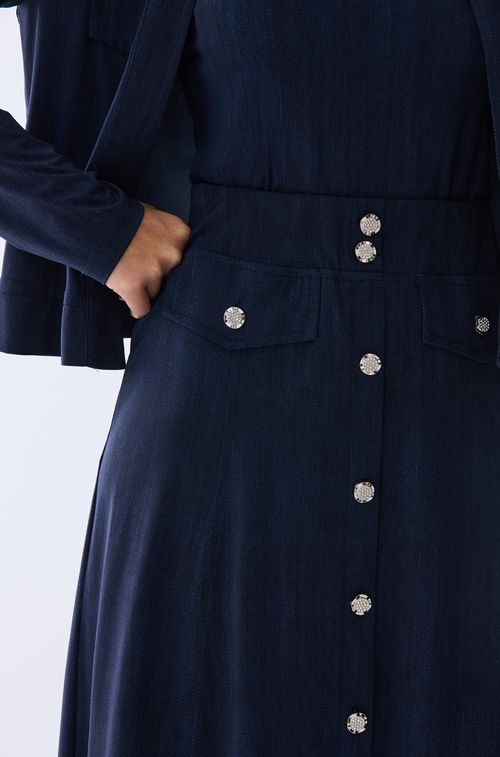 Saia New Dark Jeans com Silver e Cristal