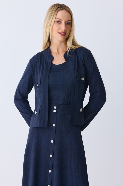 Bolero New Dark Jeans com Silver e Cristal