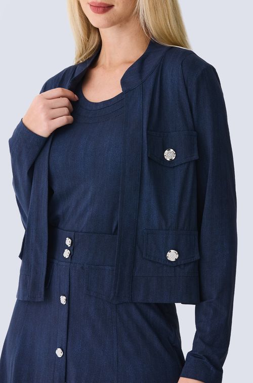 Bolero New Dark Jeans com Silver e Cristal