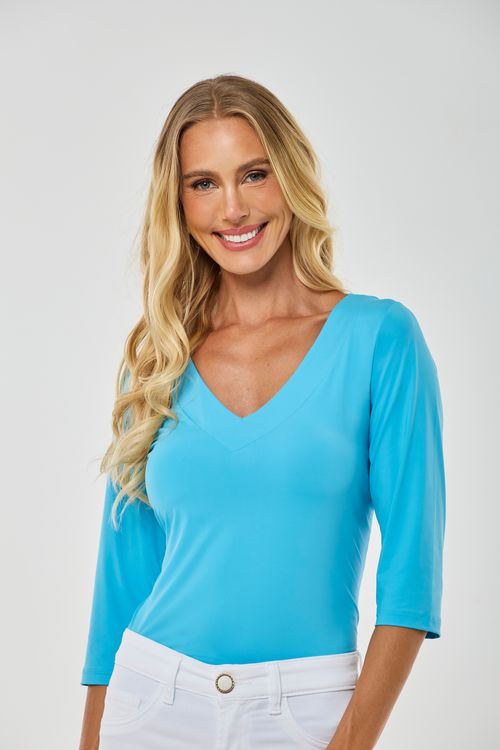 Blusa Basic Blue Sky com Manga