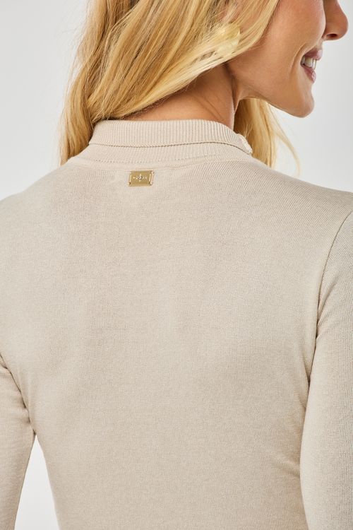 Blusa Tricot Almond com Gola