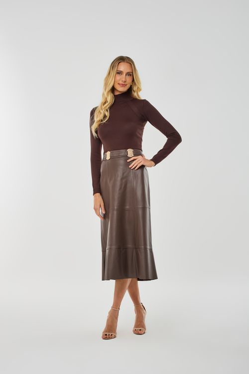 Blusa Tricot Brown Basic Gola