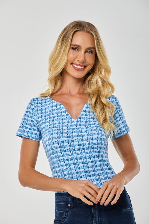 Blusa Derek Tweed Blue