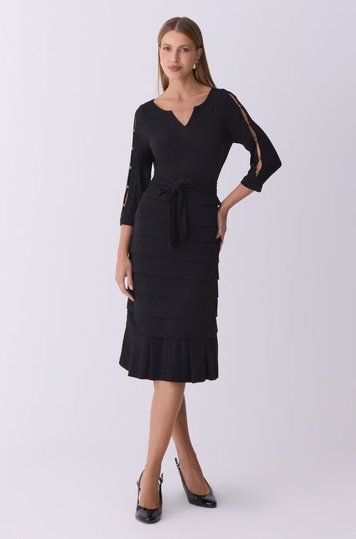 Vestido Crepe Black Camadas