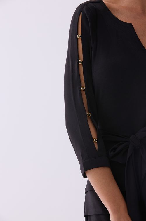 Vestido Crepe Black Camadas