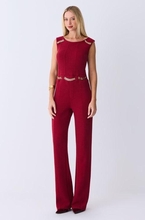 Macacão Paris Bordeaux Corrente Gold