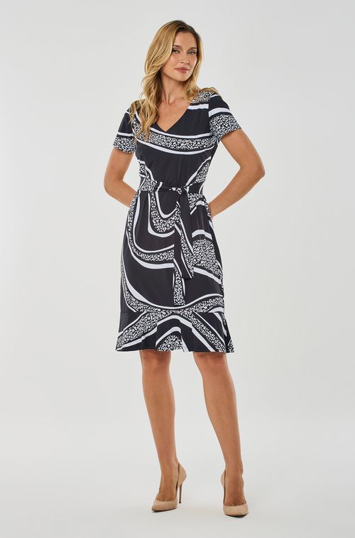 Vestido Animal Print Black White