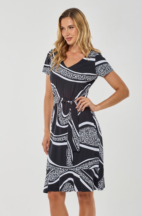 Vestido Animal Print Black White