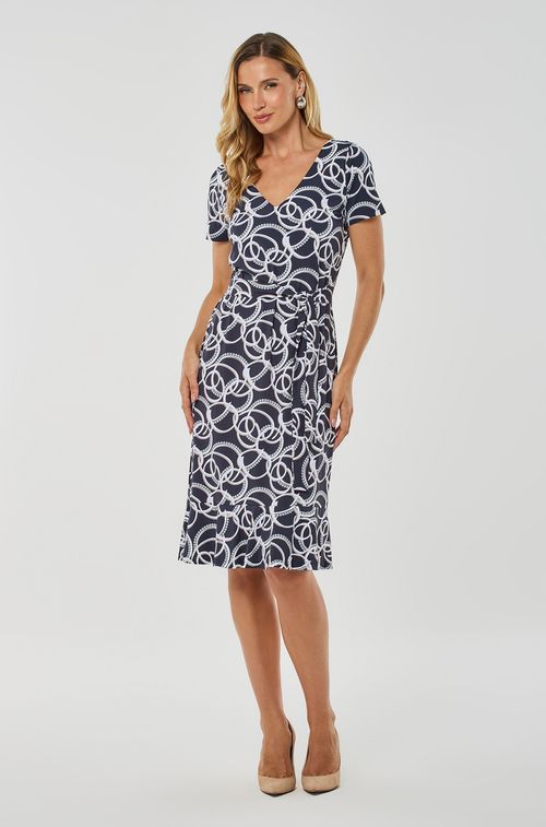 Vestido Navy com Arcos White