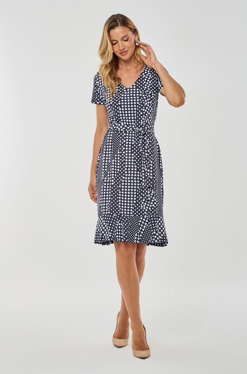 Vestido Navy Pois White