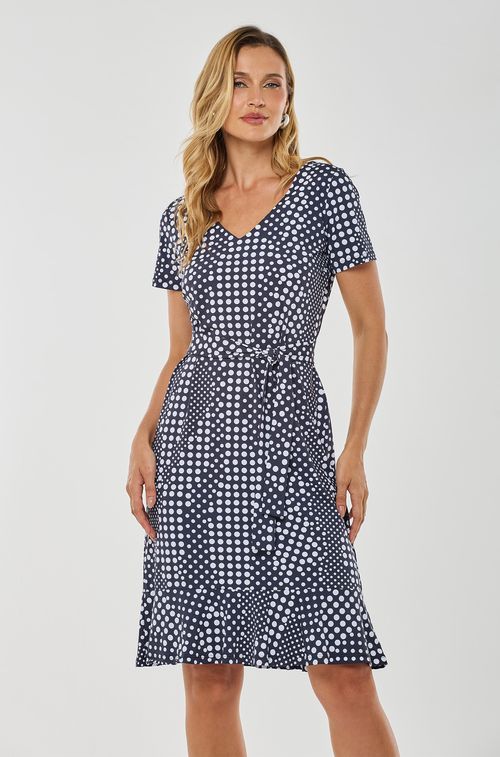 Vestido Navy Pois White