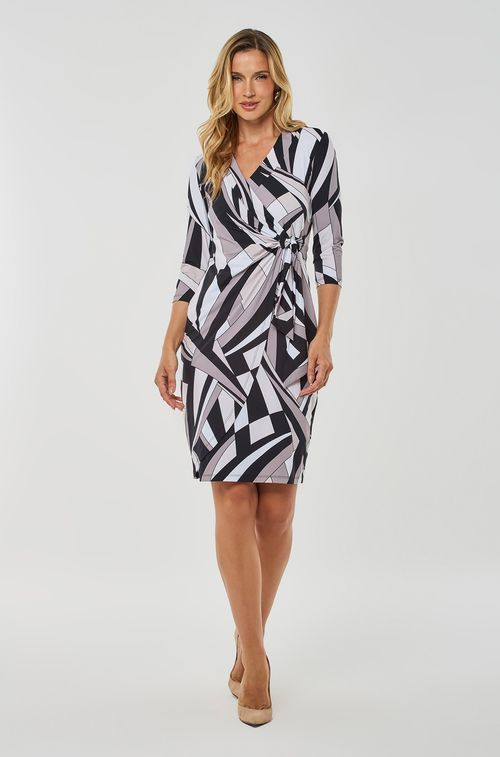 Vestido Wrap Geometric Black