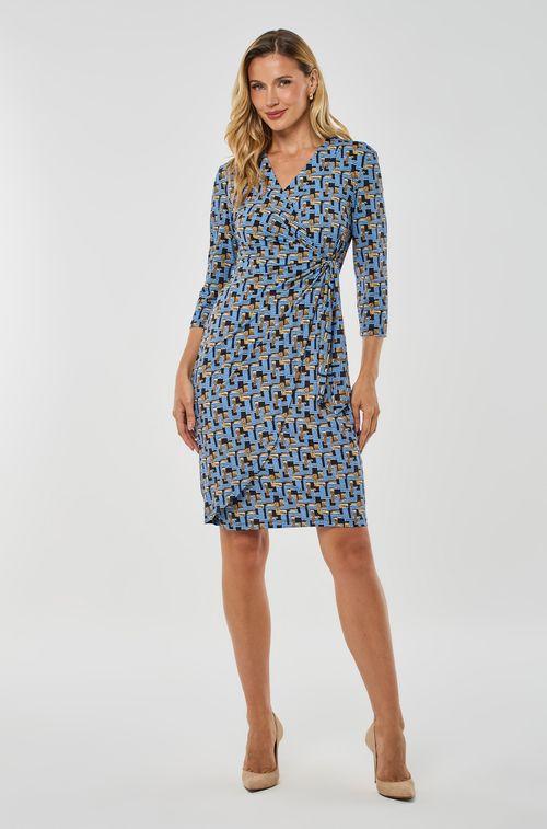 Vestido Wrap Tela Gold e Black