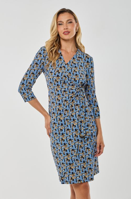 Vestido Wrap Tela Gold e Black