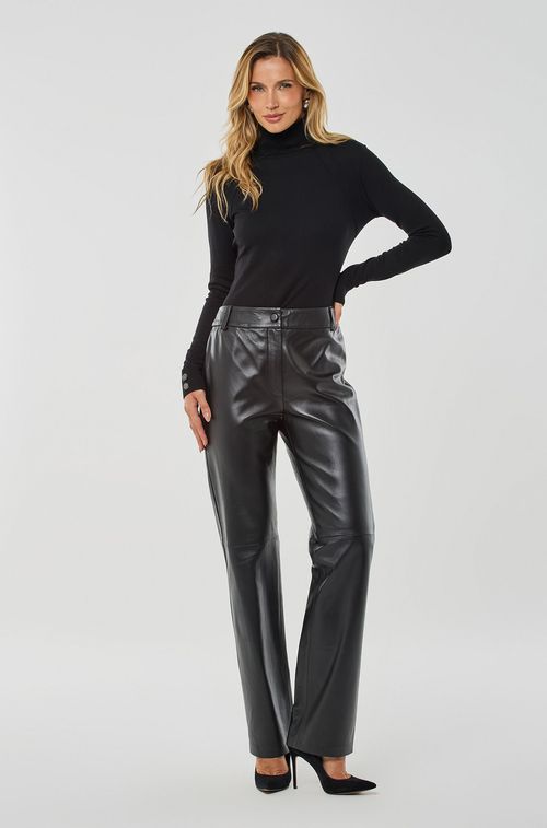 Calça Couro Black Reta