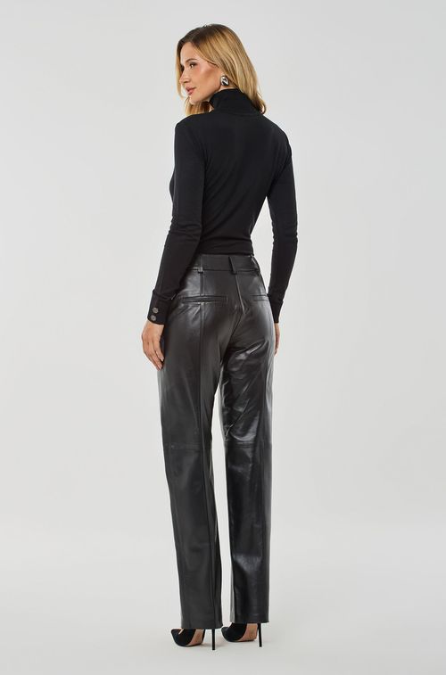 Calça Couro Black Reta