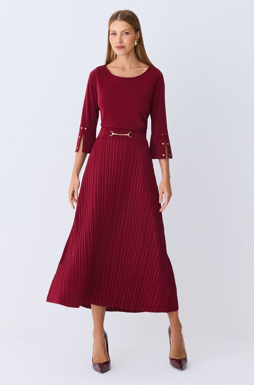 Saia Glow Bordeaux Plissado
