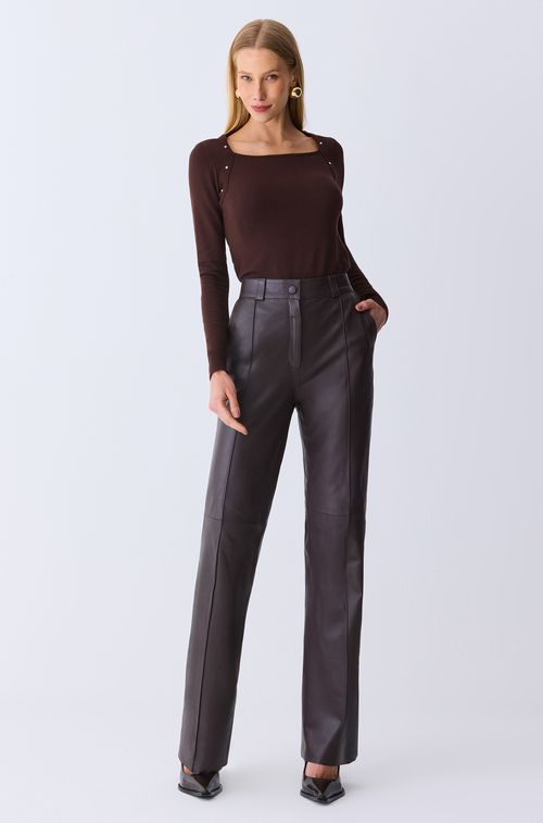 Calça Couro Brown