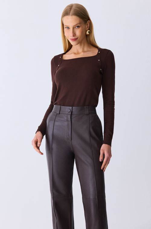 Calça Couro Brown