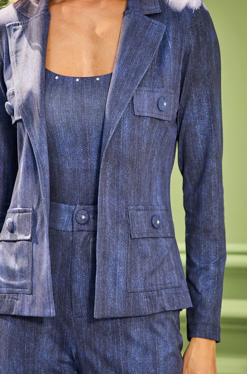 Blazer Dark Jeans com Cristal
