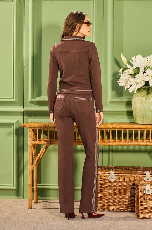 Calça Paris Dark Brown com Pespontos